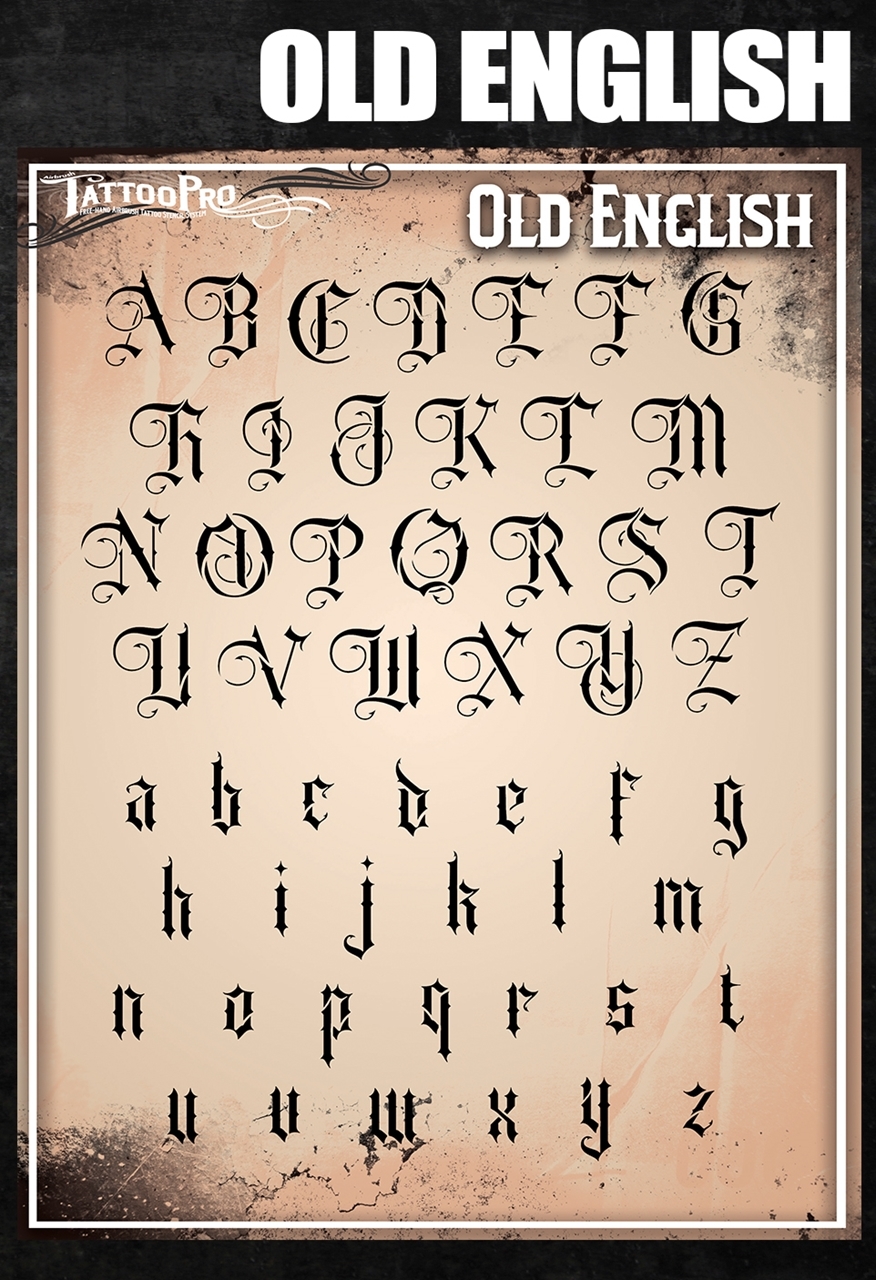 Picture of Tattoo Pro Stencil Font - Old English (ATPSF205)