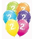 Picture of Qualatex 11" 6 Count Print Retail Pack Number Age Balloons - 2 (6/Bag Assorted)