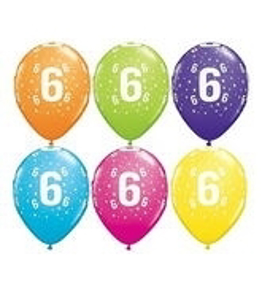Picture of Qualatex 11" 6 Count Print Retail Pack Number Age Balloons - 6 (6/Bag Assorted)