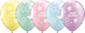 Picture of Qualatex 11" 6 Count Print Retail Pack Baby Shower Moons and Stars (6/Bag Assorted)