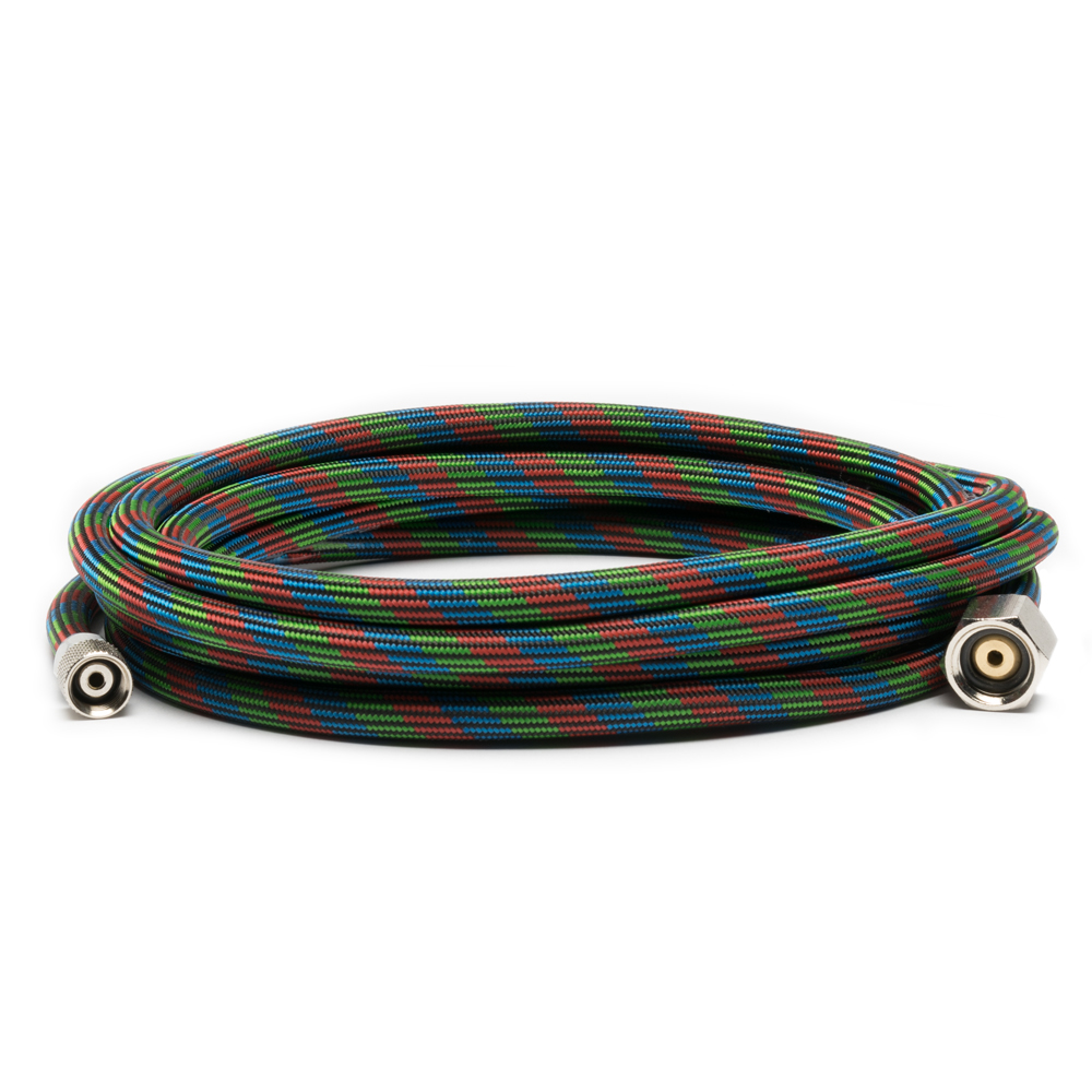 Picture of Iwata 10' (3m) Braided Nylon Covered Airbrush Hose with Iwata 1/8" Airbrush Fitting and 1/4" Compressor Fitting ( BT010 )