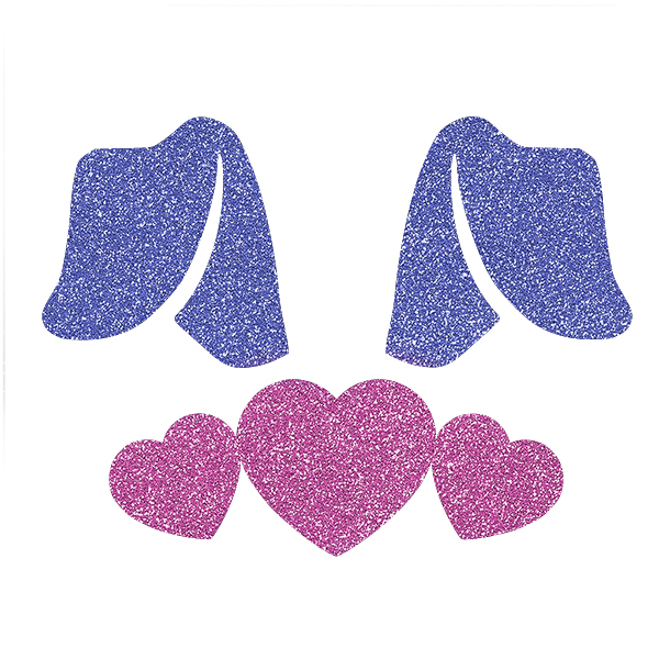 Picture of Bunny Ears with Hearts Glitter Tattoo Stencil - HP-97 (5pc pack)