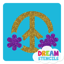 Picture of Flower Round Peace Sign Glitter Tattoo Stencil - HP-69 (5pc pack)