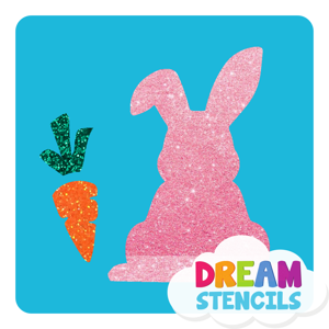 Picture of Easter Bunny with Carrot Glitter Tattoo Stencil - HP-87 (5pc pack)