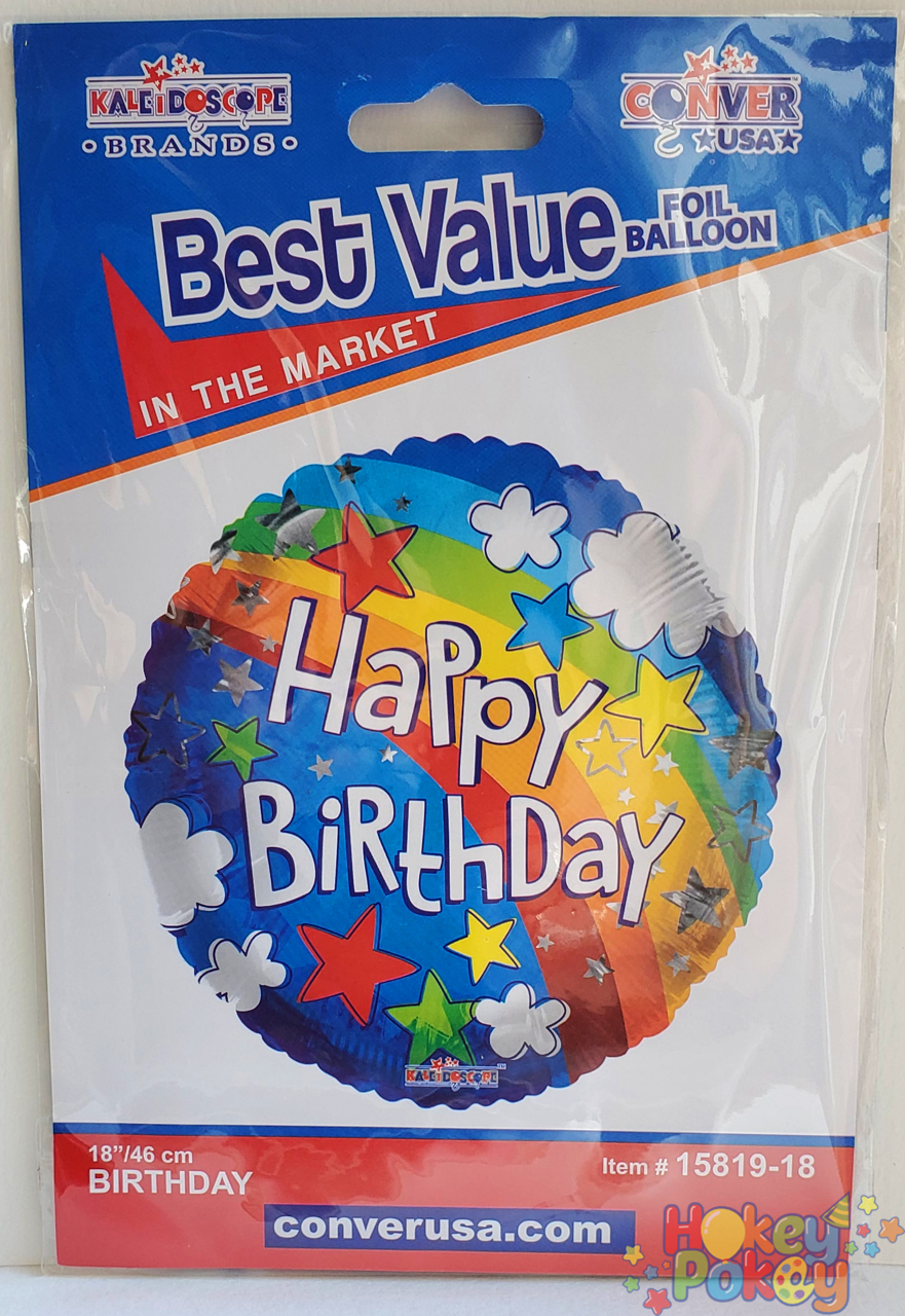 Picture of 18" Kaleidoscope Happy Birthday Rainbow Foil Balloon (1pc)