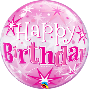 Picture of 22″ Birthday Pink Starburst Sparkle Single Bubble (1pc)