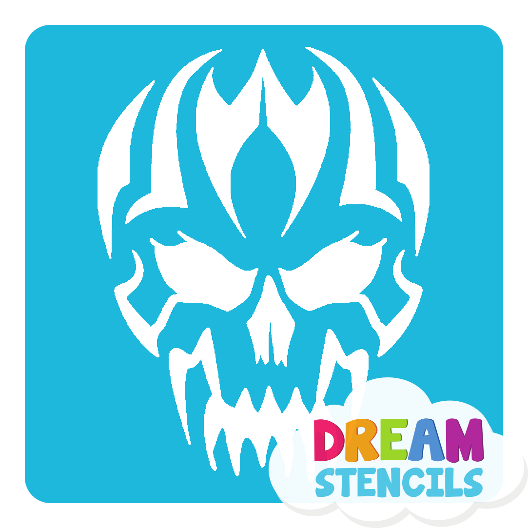 Picture of Tribal Evil Skull Glitter Tattoo Stencil - HP-131 (5pc pack)