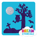 Picture of Spooky Graveyard With Owl Glitter Tattoo Stencil - HP-166 (5pc pack)