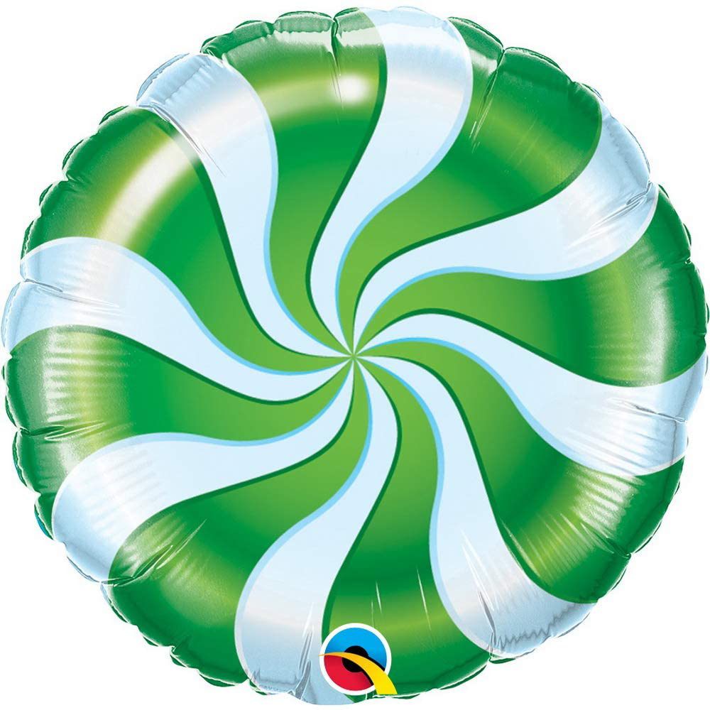 Picture of 18" Round Green Candy Swirl Foil Balloon (1pc)