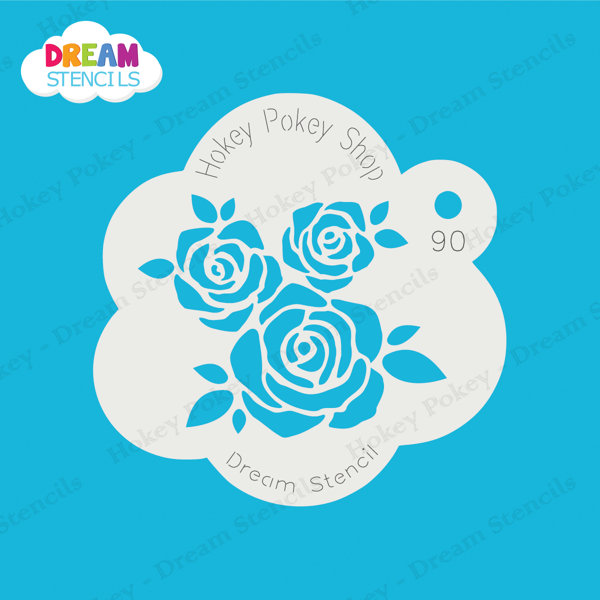Picture of Three Roses with Leaves - Dream Stencil - 90
