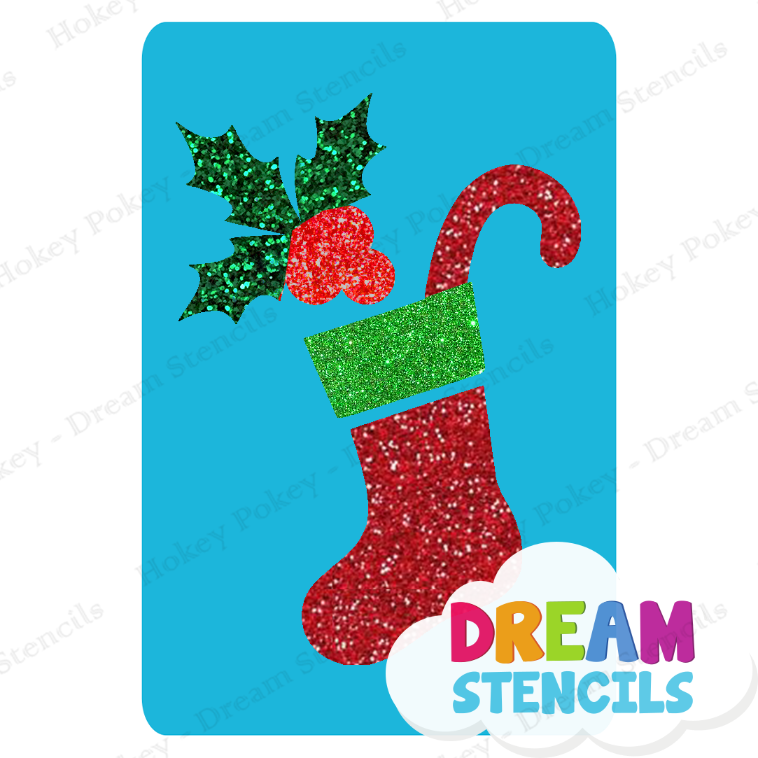 Picture of Christmas Stocking Glitter Tattoo Stencil - HP-207 (5pc pack)