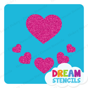 Picture of Assorted Hearts Glitter Tattoo Stencil - HP-218 (5pc pack)