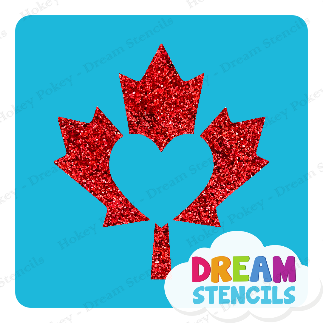 Picture of Canada Maple Leaf Heart Glitter Tattoo Stencil - HP-222 (5pc pack)