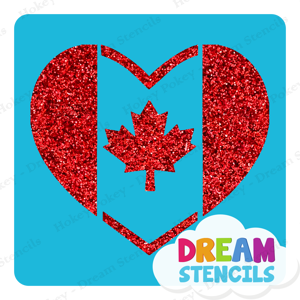Picture of Canada Heart Flag Glitter Tattoo Stencil - HP-225(5pc pack)