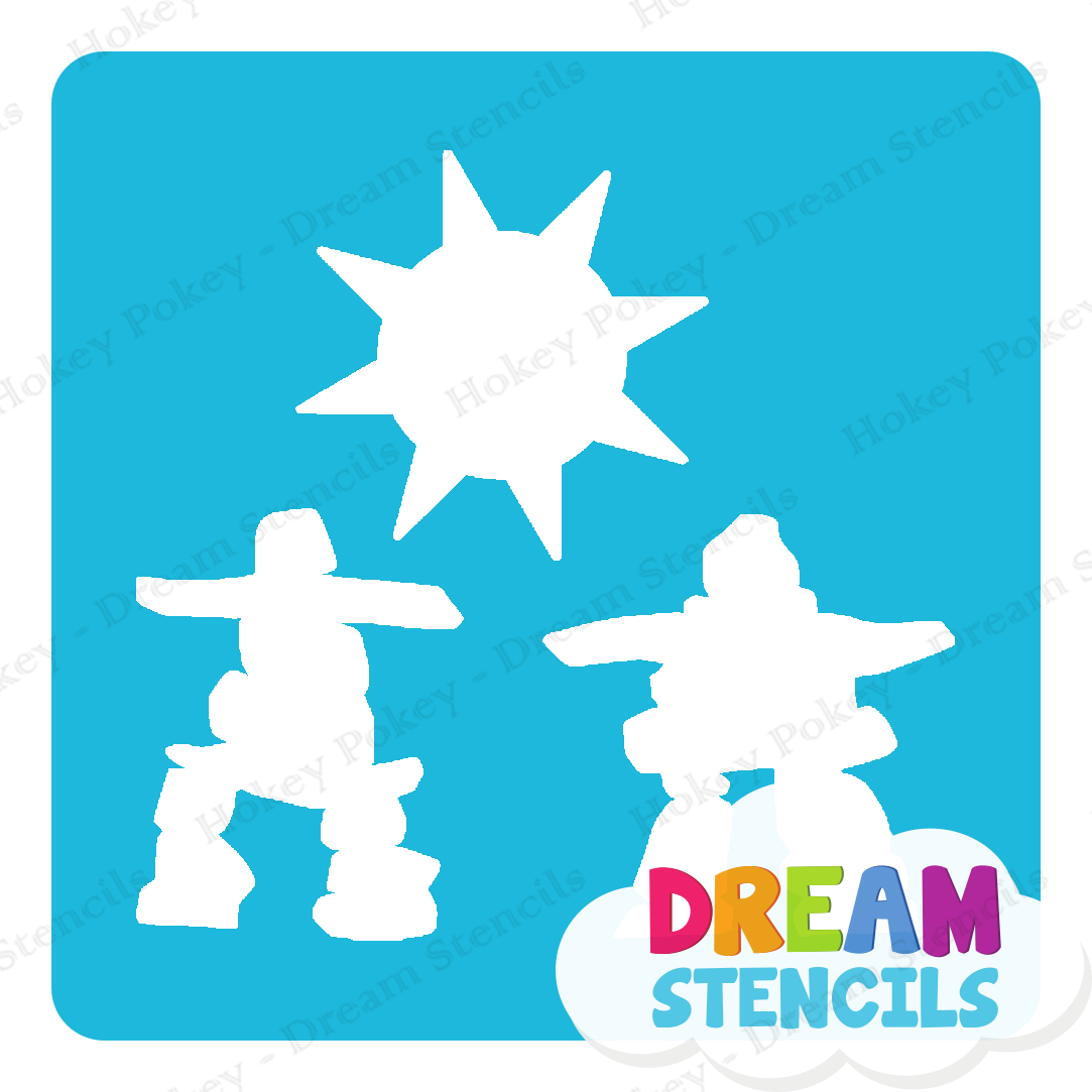 Picture of Inukshuks with Sun - Glitter Tattoo Stencil - HP-228 (5pc pack)