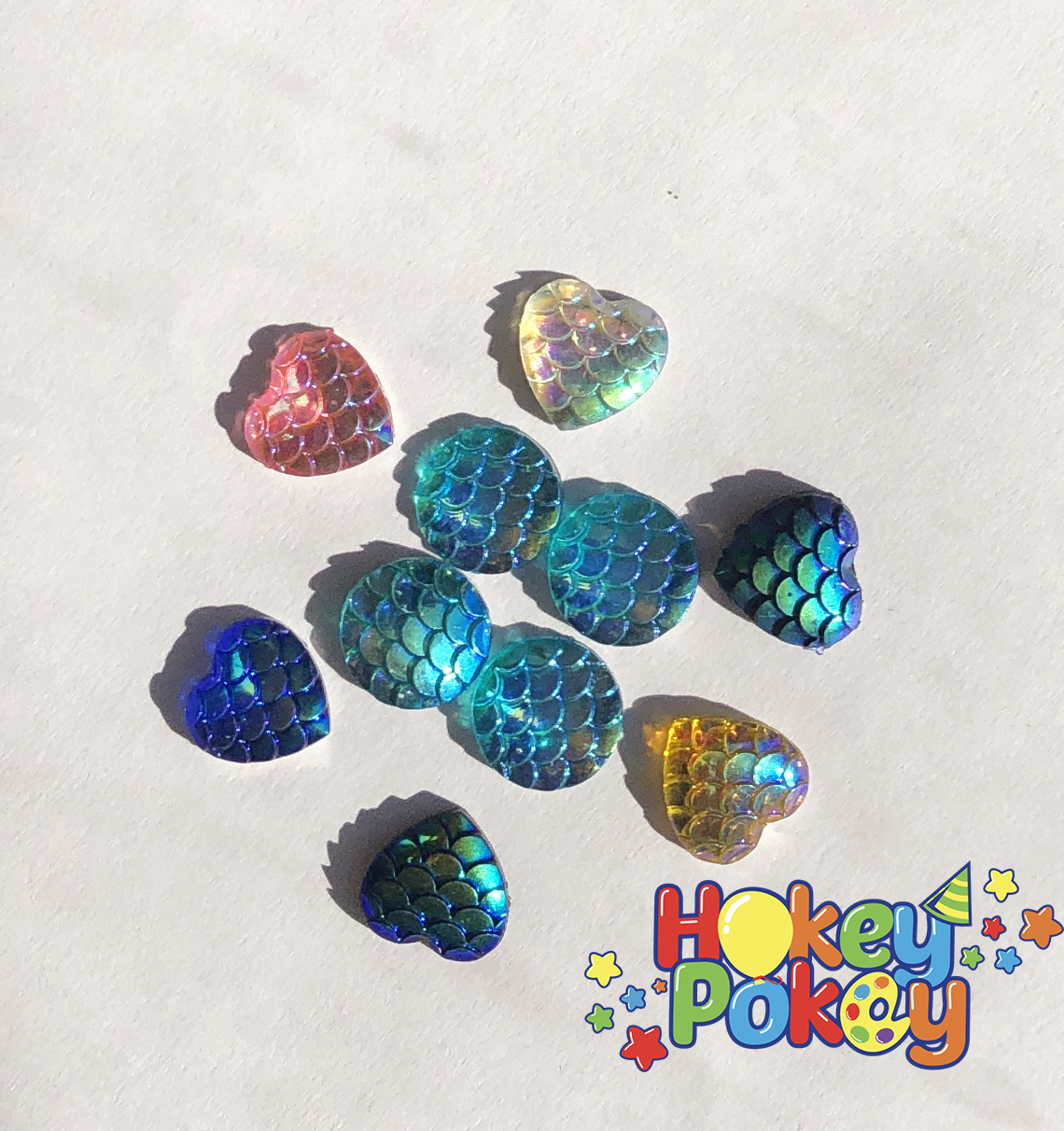Picture of Mermaid Scaled Hearts and Round Gems - Ocean Assortment - 10mm (AG-MER4) (10pc)