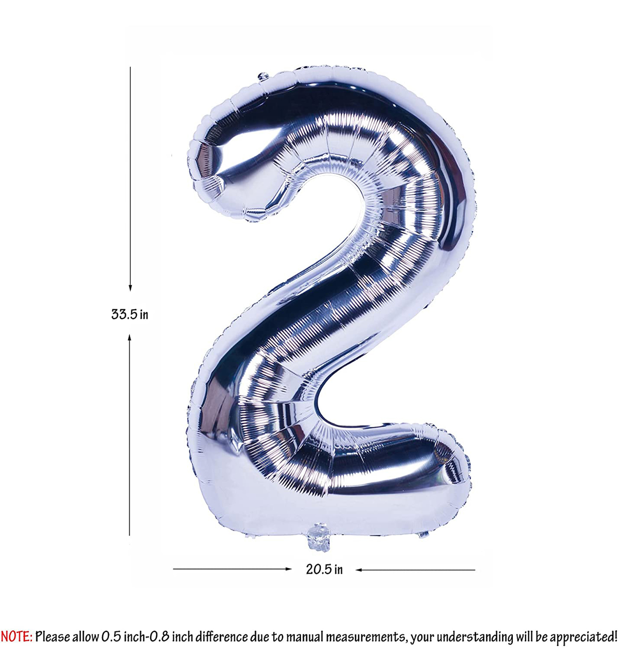 Picture of 40'' Foil Balloon Shape Number 2 - Silver (1pc)