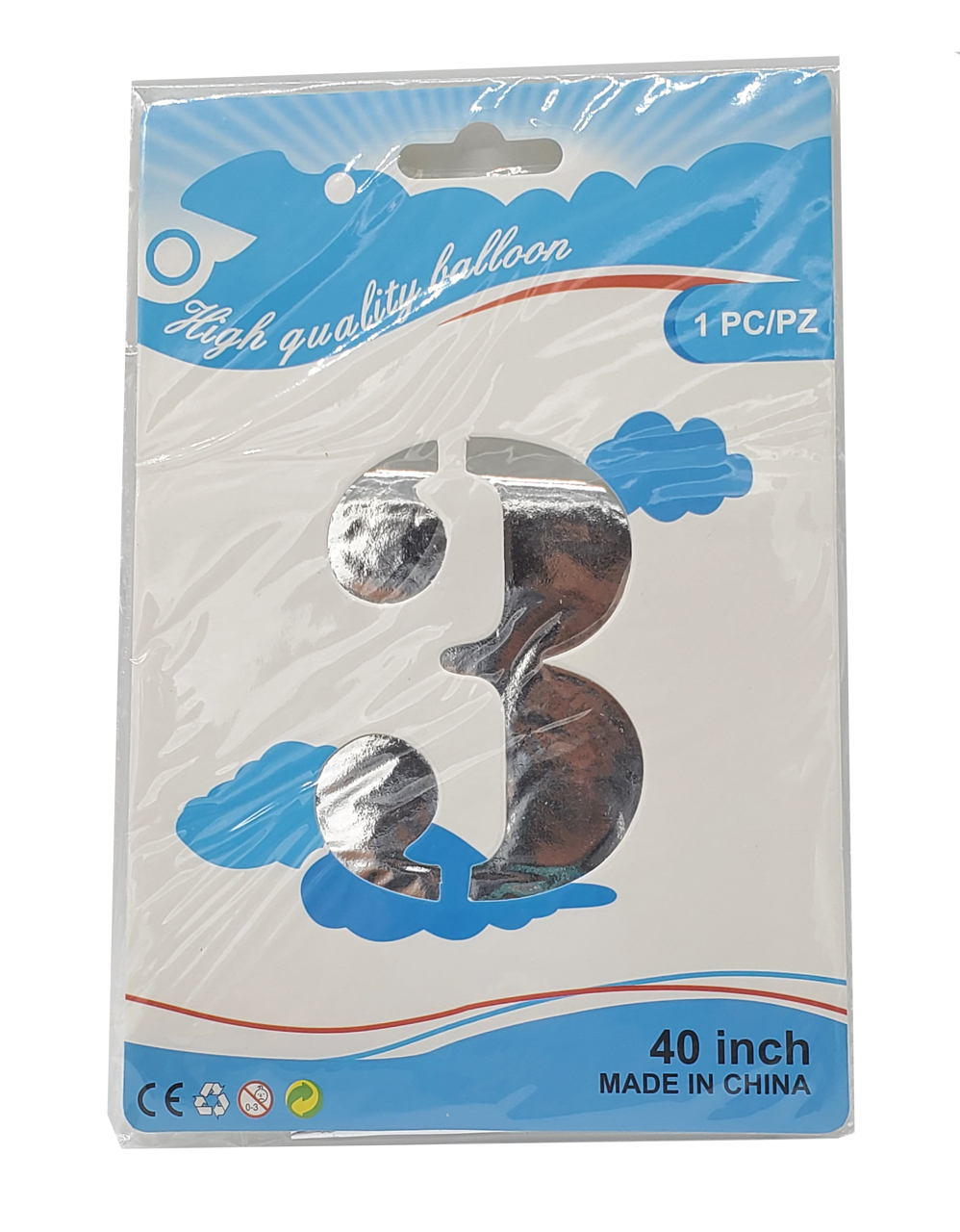 Picture of 40'' Foil Balloon Shape Number 3 - Silver (1pc)