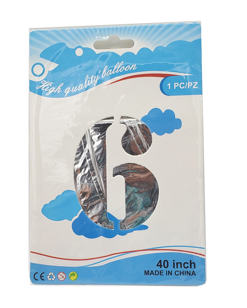 Picture of 40'' Foil Balloon Shape Number 6 - Silver (1pc)