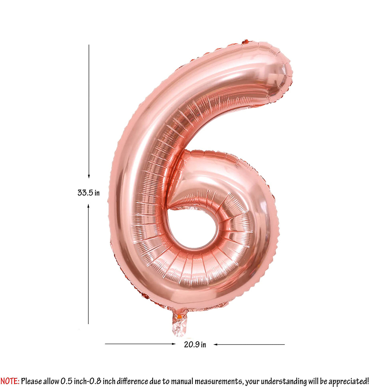 Picture of 40'' Foil Balloon Shape Number 6 - Rose Gold (1pc)