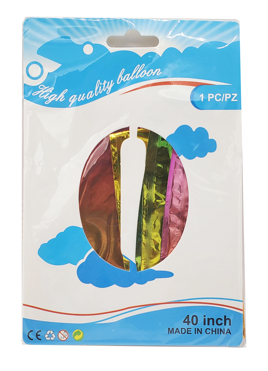 Picture of 40'' Foil Balloon Shape Number 0 - Bright Rainbow (1pc)