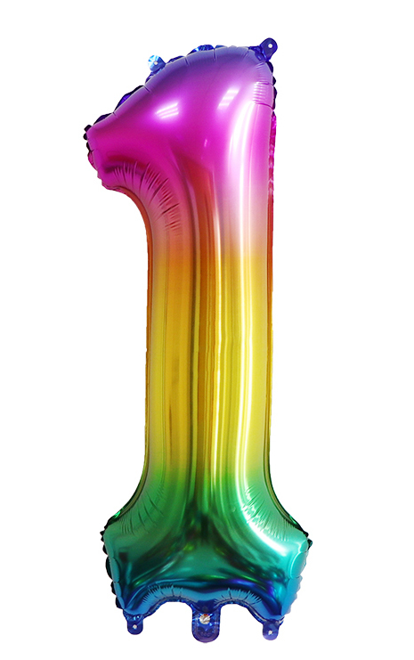 Picture of 40'' Foil Balloon Shape Number 1 - Bright Rainbow (1pc)