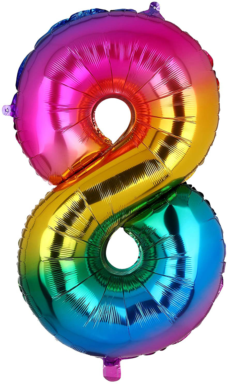 Picture of 40'' Foil Balloon Shape Number 8 - Bright Rainbow (1pc)