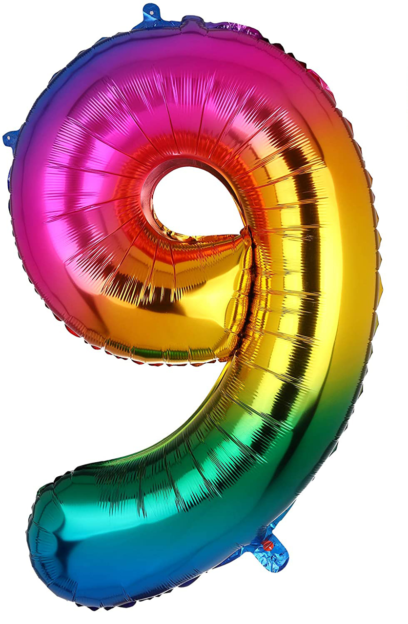Picture of 40'' Foil Balloon Shape Number 9 - Bright Rainbow (1pc)