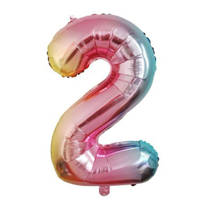 Picture of 40'' Foil Balloon Shape Number 2 - Pastel Rainbow (1pc)