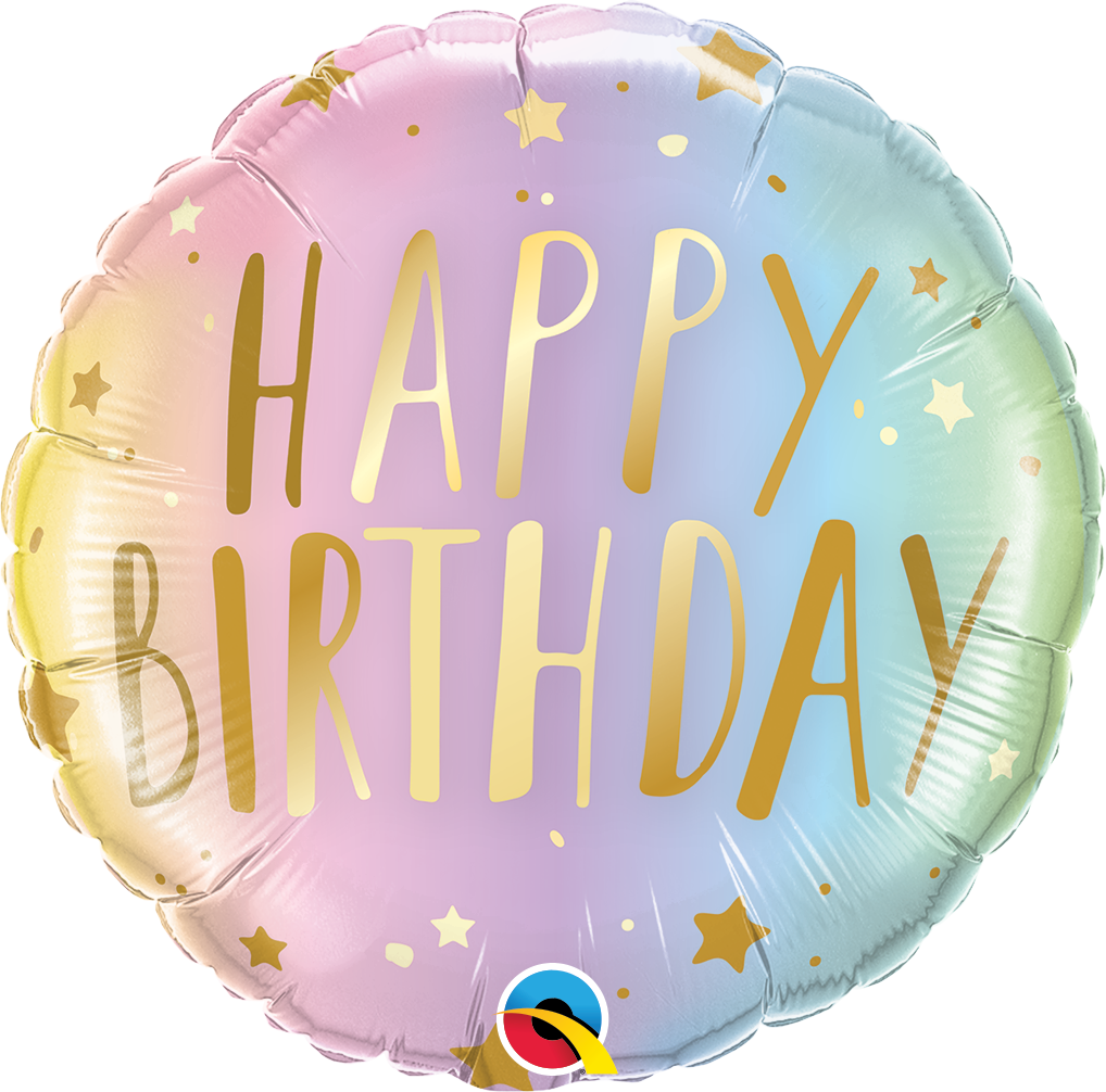 Picture of 18" Birthday Pastel Ombre & Stars - Foil Balloon (1pc)