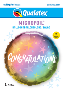 Picture of 18" Congratulations Ombre & Stars - Foil Balloon (1pc)