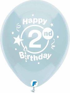 Picture of 12 Inch Funsational Balloons - Happy 2nd Birthday(8/Bag Assorted )