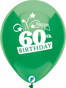 Picture of 12 Inch Funsational Balloons - Happy 60th Birthday (8/Bag Assorted )