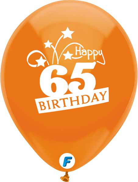 Picture of 12 Inch Funsational Balloons - Happy 65th Birthday (8/Bag Assorted )
