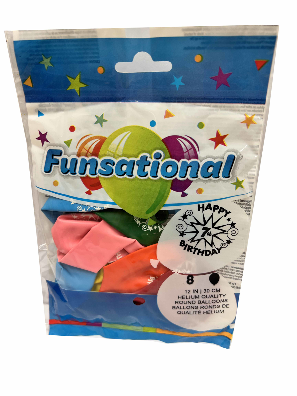 Picture of 12 Inch Funsational Balloons - Happy 7th Birthday(8/Bag Assorted )