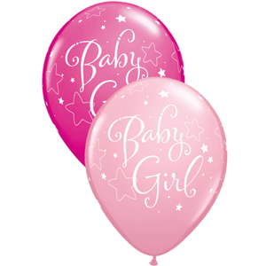 Picture of Qualatex 11'' Baby Girl Stars - Pink Latex balloons  50/bag