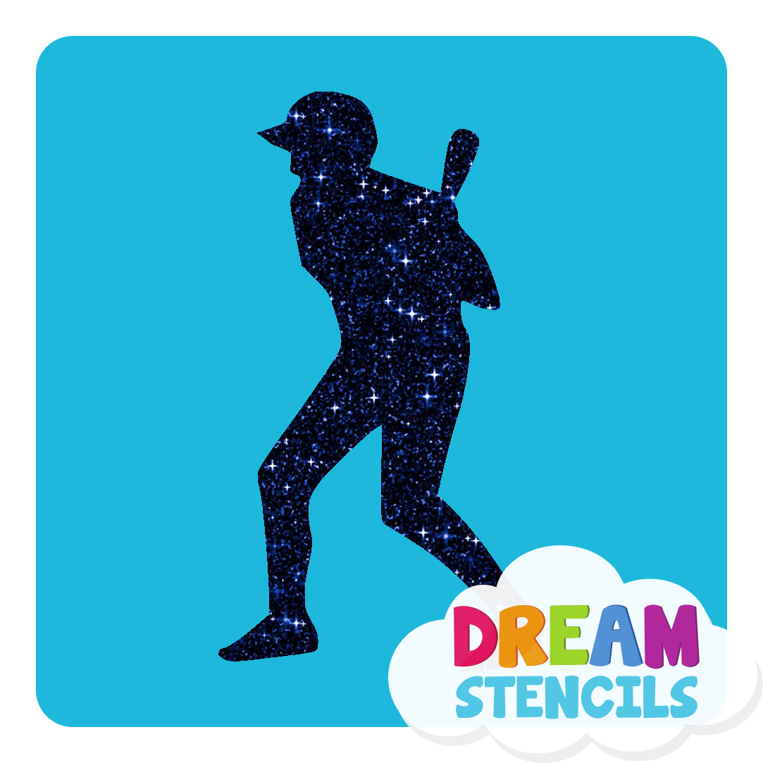 Picture of Baseball Player - 2 Glitter Tattoo Stencil - HP-347 (5pc pack)