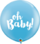 Picture of Qualatex 3FT Round - Oh Baby! Balloon - Pale Blue (2/bag)