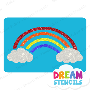Picture of Rainbow and Clouds Glitter Tattoo Stencil - HP-374 (5pc pack)