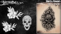 Picture of Tattoo Pro Stencil -  Skull & Flowers  (ATPS194)