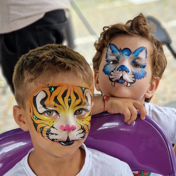 Tiger and cat face paintings
